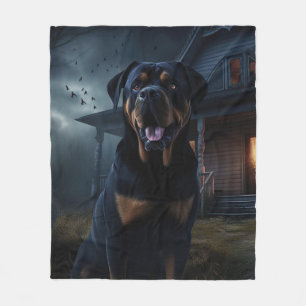 Rottweiler Halloween Beängstigend Fleecedecke