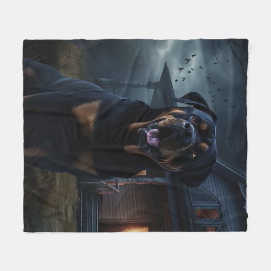 Rottweiler Halloween Beängstigend Fleecedecke (Vorderseite (Horizontal))