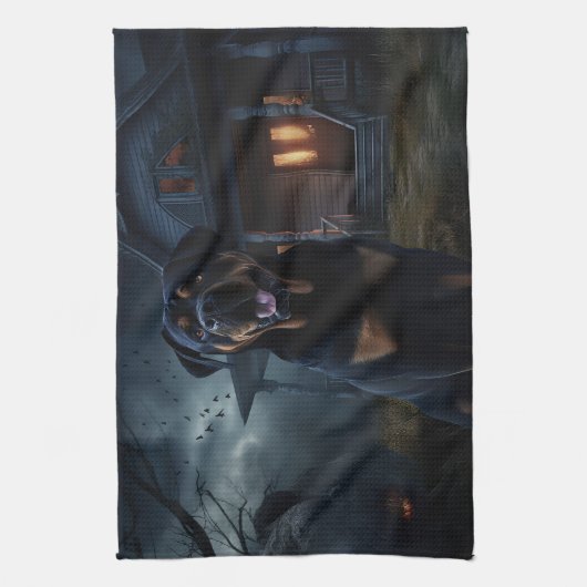 Rottweiler Halloween Beängstigend Geschirrtuch (Vertikal)