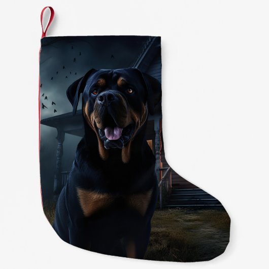 Rottweiler Halloween Beängstigend Kleiner Weihnachtsstrumpf (Vorderseite)