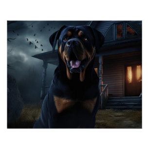 Rottweiler Halloween Beängstigend Poster