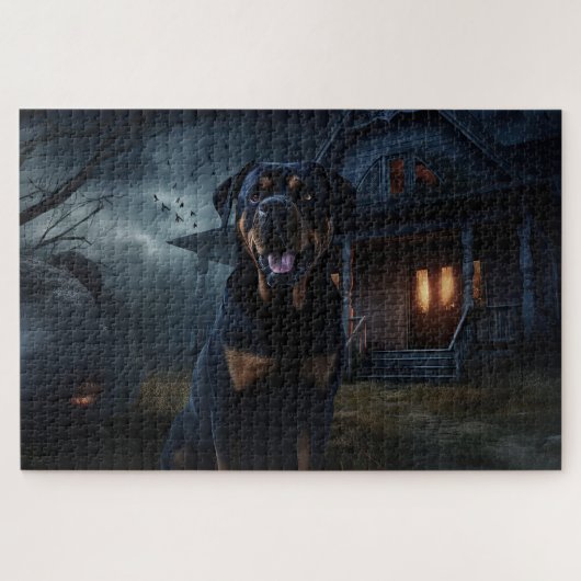 Rottweiler Halloween Beängstigend Puzzle (Horizontal)