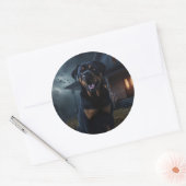 Rottweiler Halloween Beängstigend Runder Aufkleber (Umschlag)