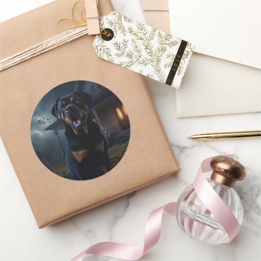 Rottweiler Halloween Beängstigend Runder Aufkleber (Schenken)