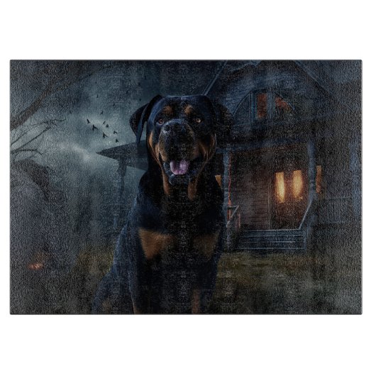 Rottweiler Halloween Beängstigend Schneidebrett (Vorderseite)
