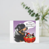 Rottweiler Halloween Candy Postkarte (Stehend Vorderseite)