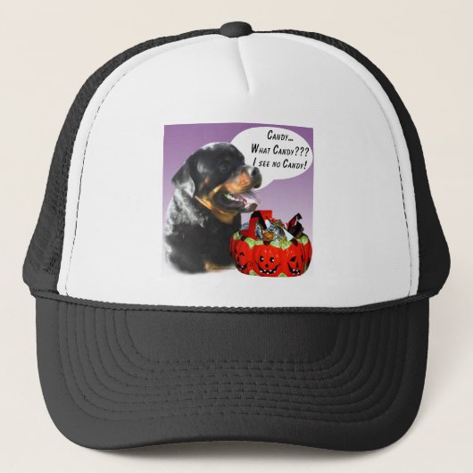 Rottweiler Halloween Candy Truckerkappe (Vorderseite)