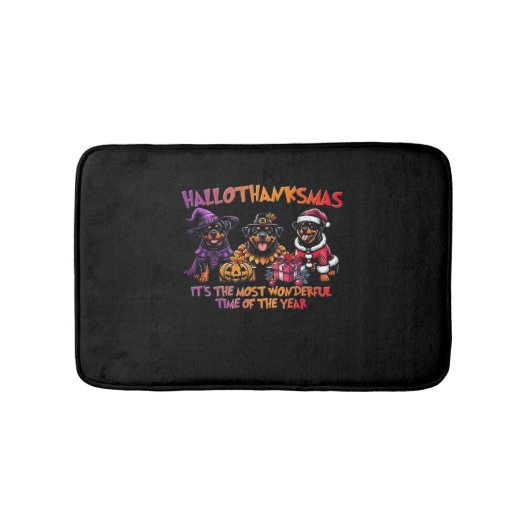 Rottweiler Halloween Erntedank Weihnachtsklasse Badematte (Vorderseite)