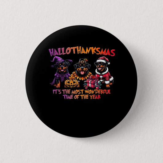 Rottweiler Halloween Erntedank Weihnachtsklasse Button (Vorderseite)