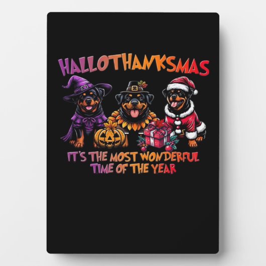 Rottweiler Halloween Erntedank Weihnachtsklasse Fotoplatte (Vorderseite)