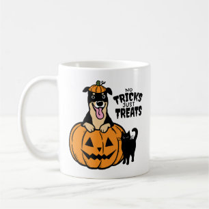 Rottweiler Halloween keine Tricks nur Leckereien Kaffeetasse