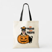 Rottweiler Halloween keine Tricks nur Leckereien Tragetasche (Rückseite)