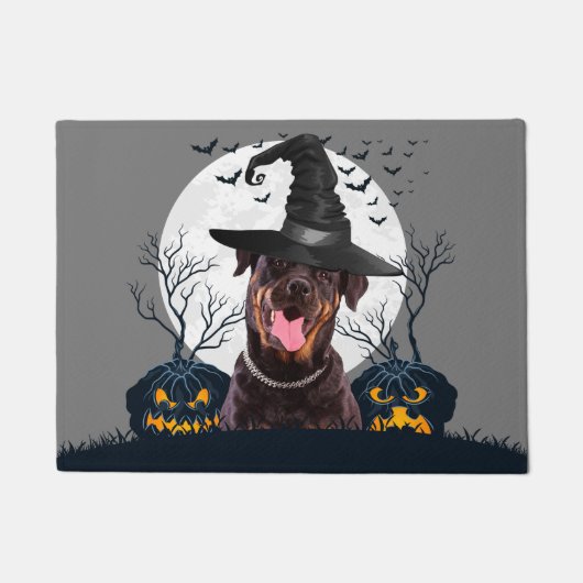 Rottweiler Halloween Kürbis-Flecken Fußmatte (Vorderseite)