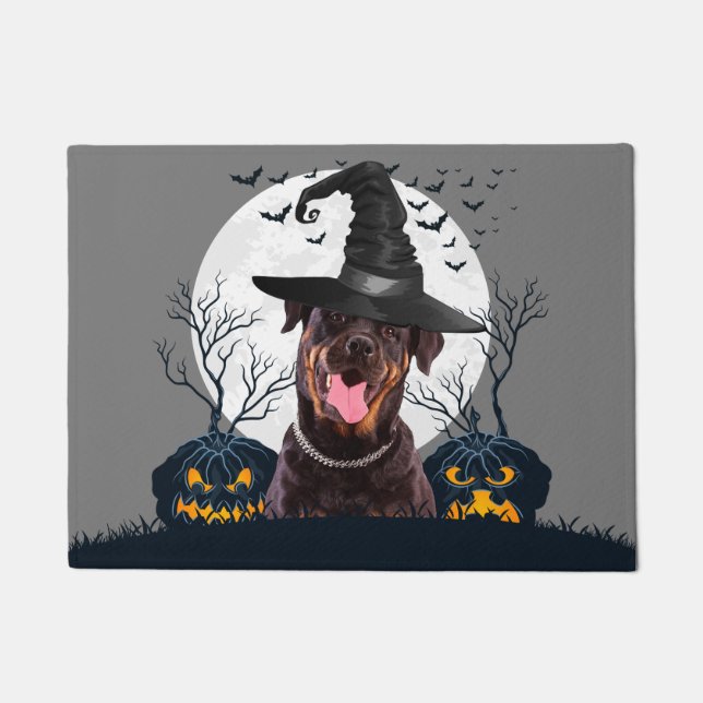 Rottweiler Halloween Kürbis-Flecken Fußmatte (Vorderseite)
