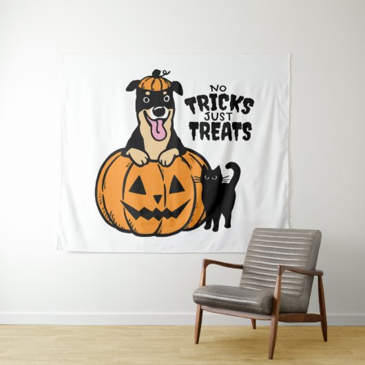 Rottweiler Halloween No Tricks Just Leckereien Par Wandteppich (Beispiel (Horizontal))
