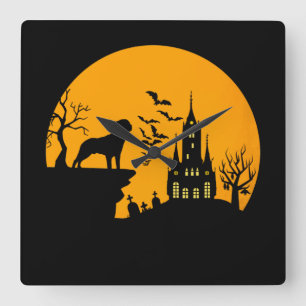 Rottweiler Halloween Quadratische Wanduhr