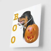 Rottweiler Halloween Quadratische Wanduhr (Winkel)