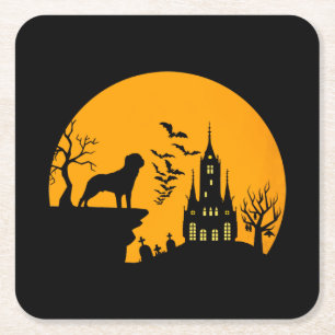 Rottweiler Halloween Rechteckiger Pappuntersetzer
