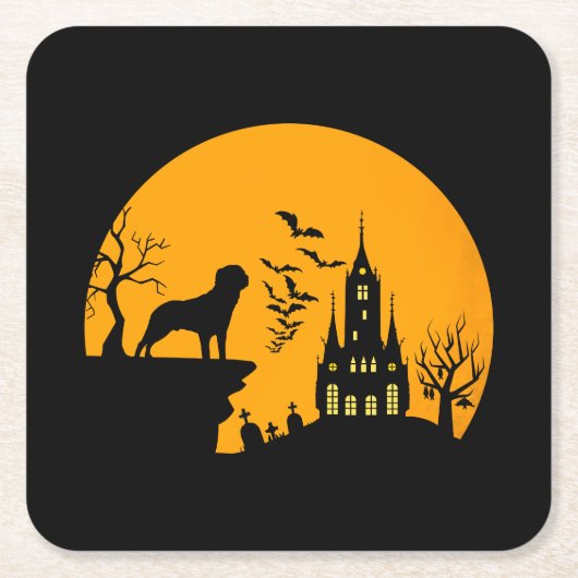 Rottweiler Halloween Rechteckiger Pappuntersetzer (Vorderseite)
