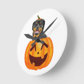 Rottweiler Halloween Runde Wanduhr (Winkel)