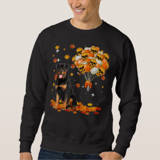 Rottweiler Halloween Schädel und Herzblasen Sweatshirt
