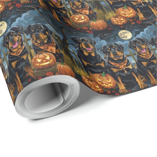 Rottweiler Halloween Spooky Geschenkpapier (Rolleneckpunkt)
