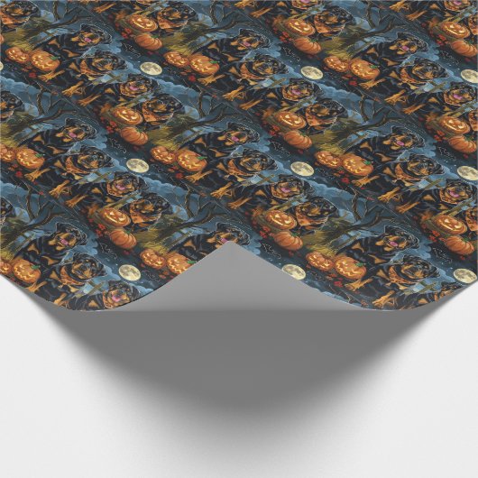 Rottweiler Halloween Spooky Geschenkpapier (Ecke)