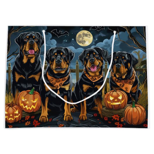 Rottweiler Halloween Spooky Große Geschenktüte (Vorderseite)