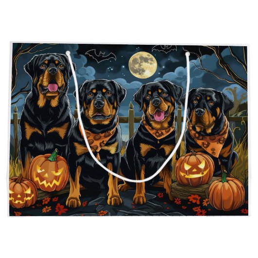 Rottweiler Halloween Spooky Große Geschenktüte (Rückseite)