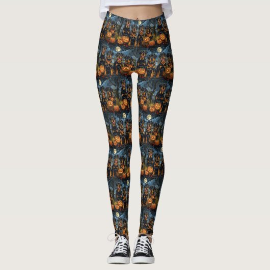 Rottweiler Halloween Spooky Leggings (Vorderseite)