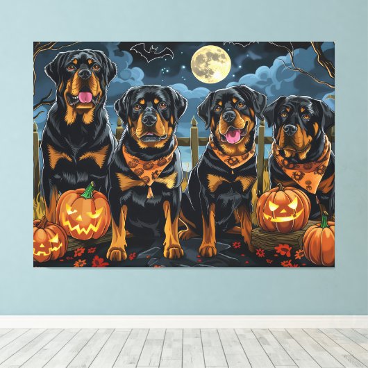 Rottweiler Halloween Spooky Leinwanddruck (Insitu (Holzboden))