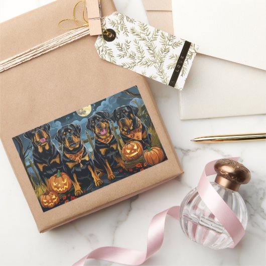 Rottweiler Halloween Spooky Rechteckiger Aufkleber (Schenken)