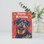Rottweiler Happy Birthday Postkarte (Stehend Vorderseite)