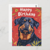 Rottweiler Happy Birthday Postkarte (Vorne/Hinten)