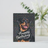 Rottweiler Happy Birthday Postkarte (Stehend Vorderseite)