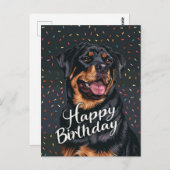 Rottweiler Happy Birthday Postkarte (Vorne/Hinten)