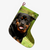 Rottweiler Happy Christmas Strumpf Großer Weihnachtsstrumpf (Vorderansicht (hängend))