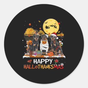 Rottweiler Happy Hallothanksmas Halloween Thanksgi Runder Aufkleber