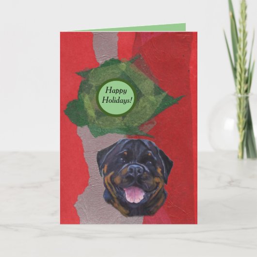Rottweiler Happy Holidays Karte (Vorderseite)