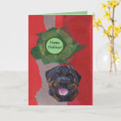 Rottweiler Happy Holidays Karte (Gelbe Blume)
