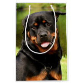Rottweiler Happy Medium Geschenktasche Mittlere Geschenktüte (Vorderseite)