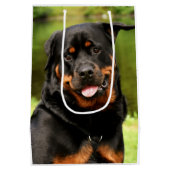 Rottweiler Happy Medium Geschenktasche Mittlere Geschenktüte (Rückseite)