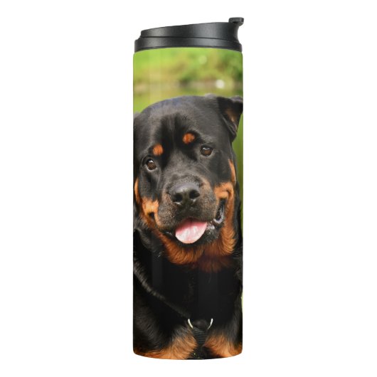 Rottweiler Happy Thermosbecher (Nach links gedreht)
