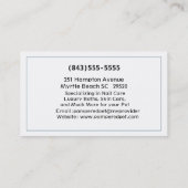 Rottweiler Haustier Groomer/Tierärztin/Sitze Visitenkarte (Rückseite)