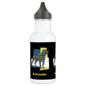 Rottweiler Haustier Hund Silhouette Gelb & Blau Gr Edelstahlflasche (Links)