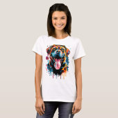 Rottweiler Head T - Shirt - Rottweiler Colorful Do (Vorne ganz)