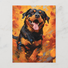 Rottweiler HerbstErntedank Postkarte