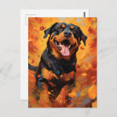 Rottweiler HerbstErntedank Postkarte (Vorne/Hinten)