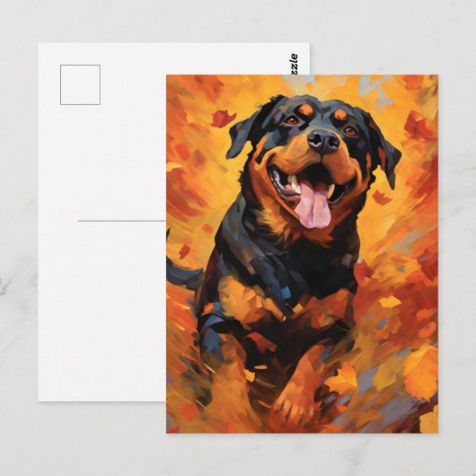 Rottweiler HerbstErntedank Postkarte (Vorne/Hinten)