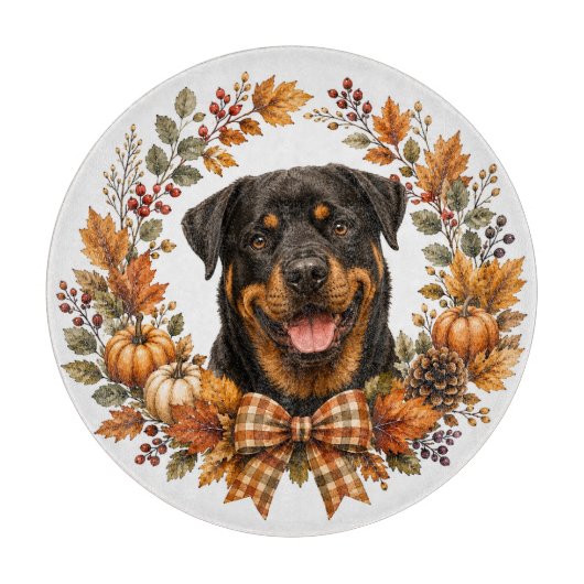 Rottweiler-Herbstkranz Schneidebrett (Vorderseite)